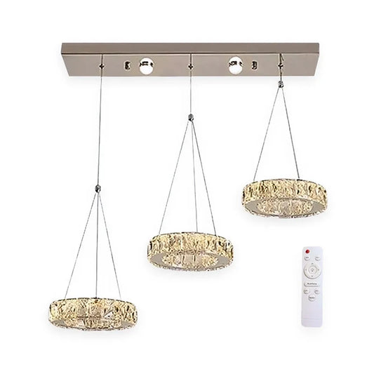 Candil Colgante Led de Cristal 100w 3 Aros, 3 Tonos de Luz Atenuable con Control Remoto SomLuz