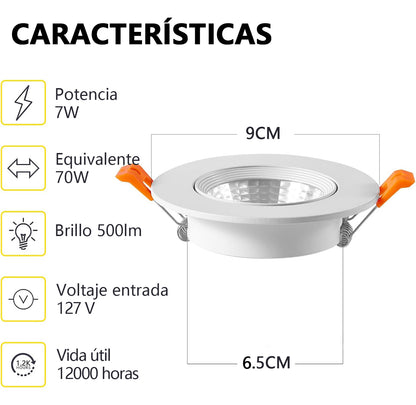 Empotrado Spot Led 7w Dirigible Luz Calida 3000k 10pzs - THSC7W