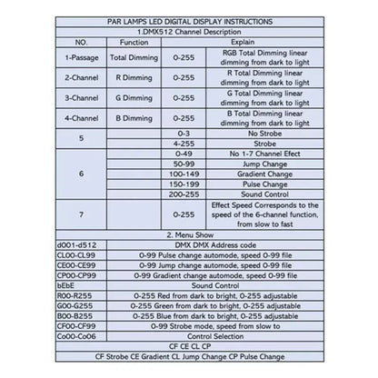 Cañón Led RGB 54w Dmx 7 Canales Audio Rítmico 4 Modos De Uso