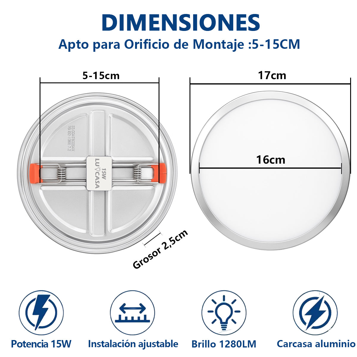 PANEL AJUSTABLE SATINADO 15W  - AZMBB15WSA