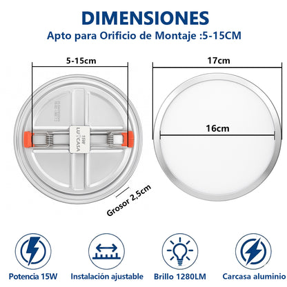 PANEL AJUSTABLE SATINADO 15W  - AZMBB15WSA