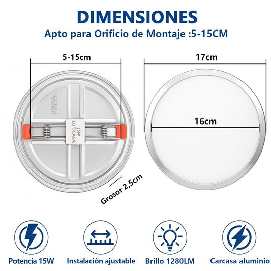 PANEL AJUSTABLE SATINADO 15W  - AZMBB15WSA