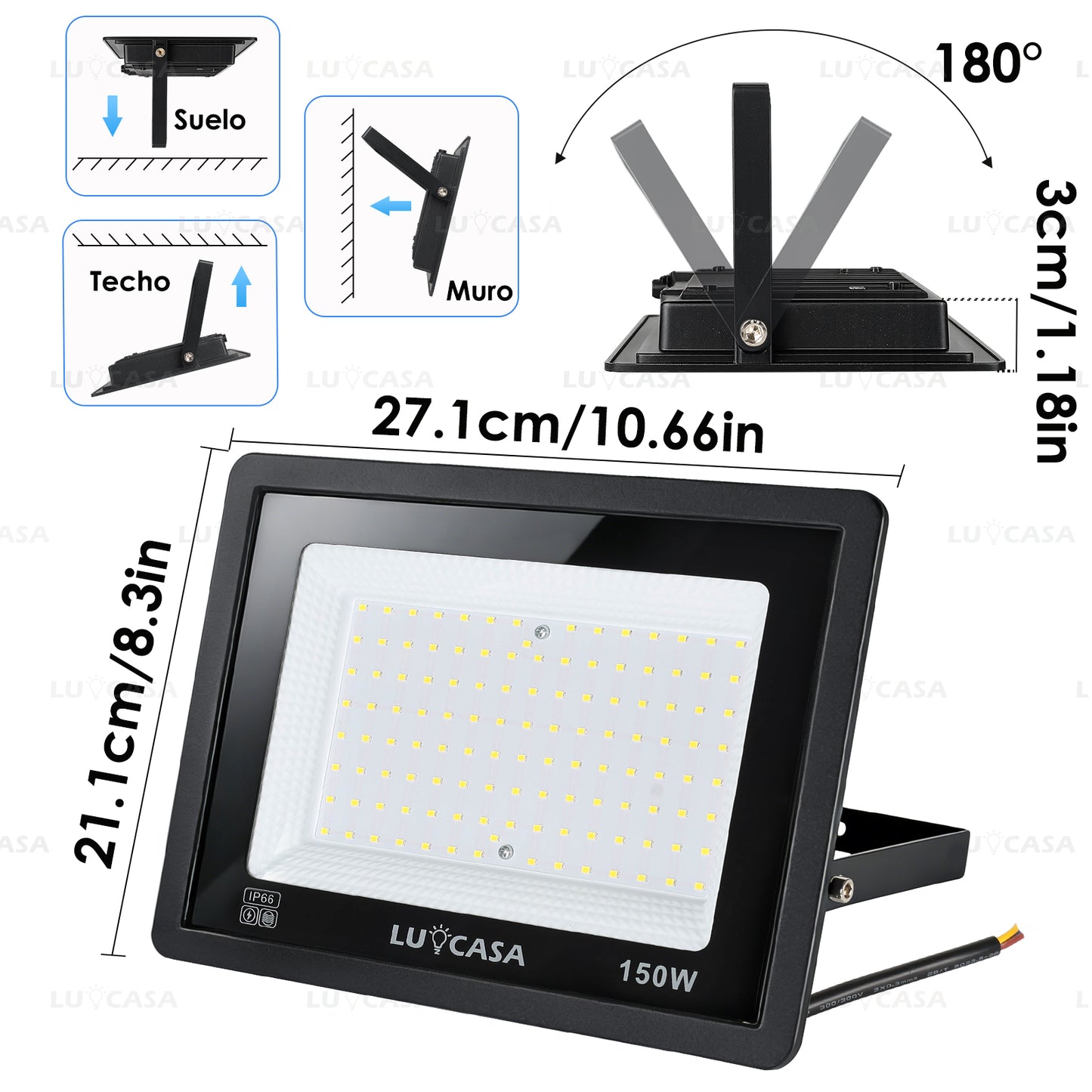 Reflector Led 150W Lampara Exterior IP66 Luz Blanco fria 15000LM XPG150W
