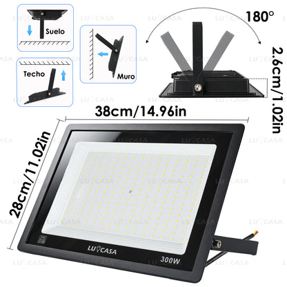 Reflector Led 300W Lampara Exterior IP66 Luz Blanco fria 30000LM XPG300W
