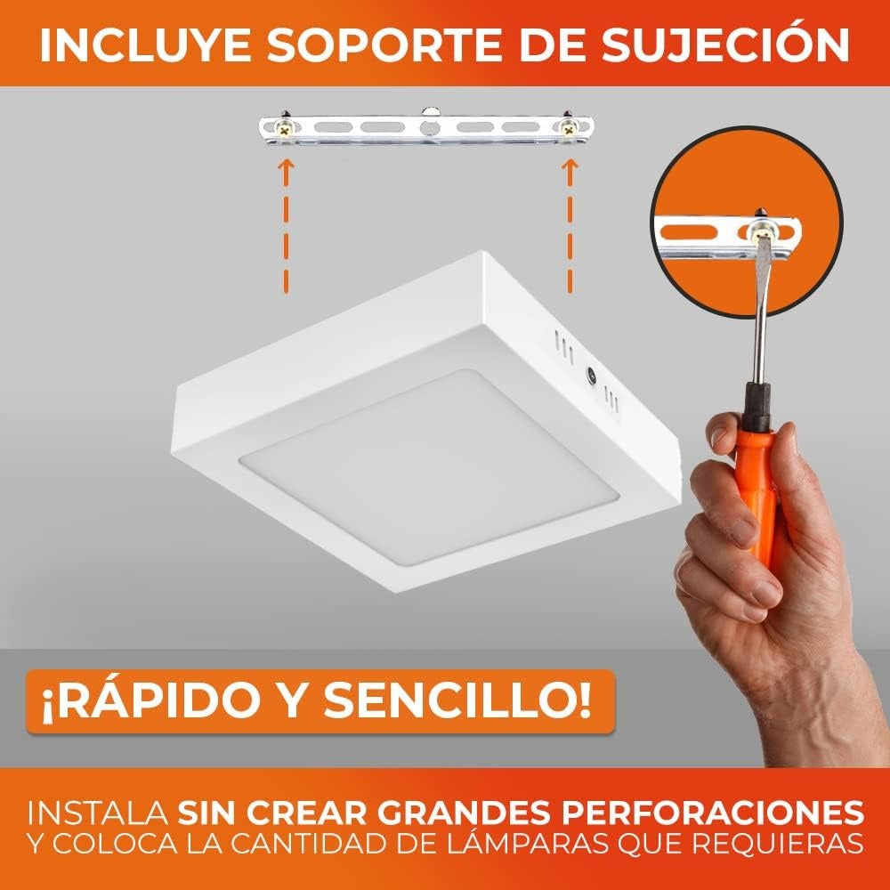 Lampara De Sobreponer Panel Led 12w Cuadrado - MZMBFB12W