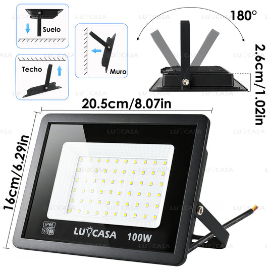 Reflector Led 100W Lampara Exterior IP66 Luz Blanco fria 10000LM XPG100W
