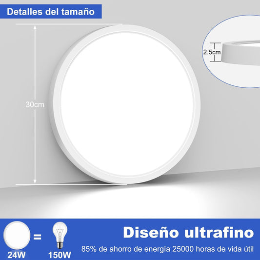 24w Lampara De Sobreponer Panel Led Redondo Luz Blanca Fría - MZMBYB24W