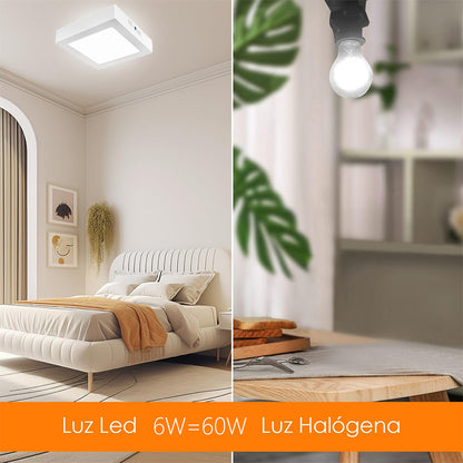 Lampara De Sobreponer Panel Led Cuadrado Luz Blanca Fría - MZMBFB6W