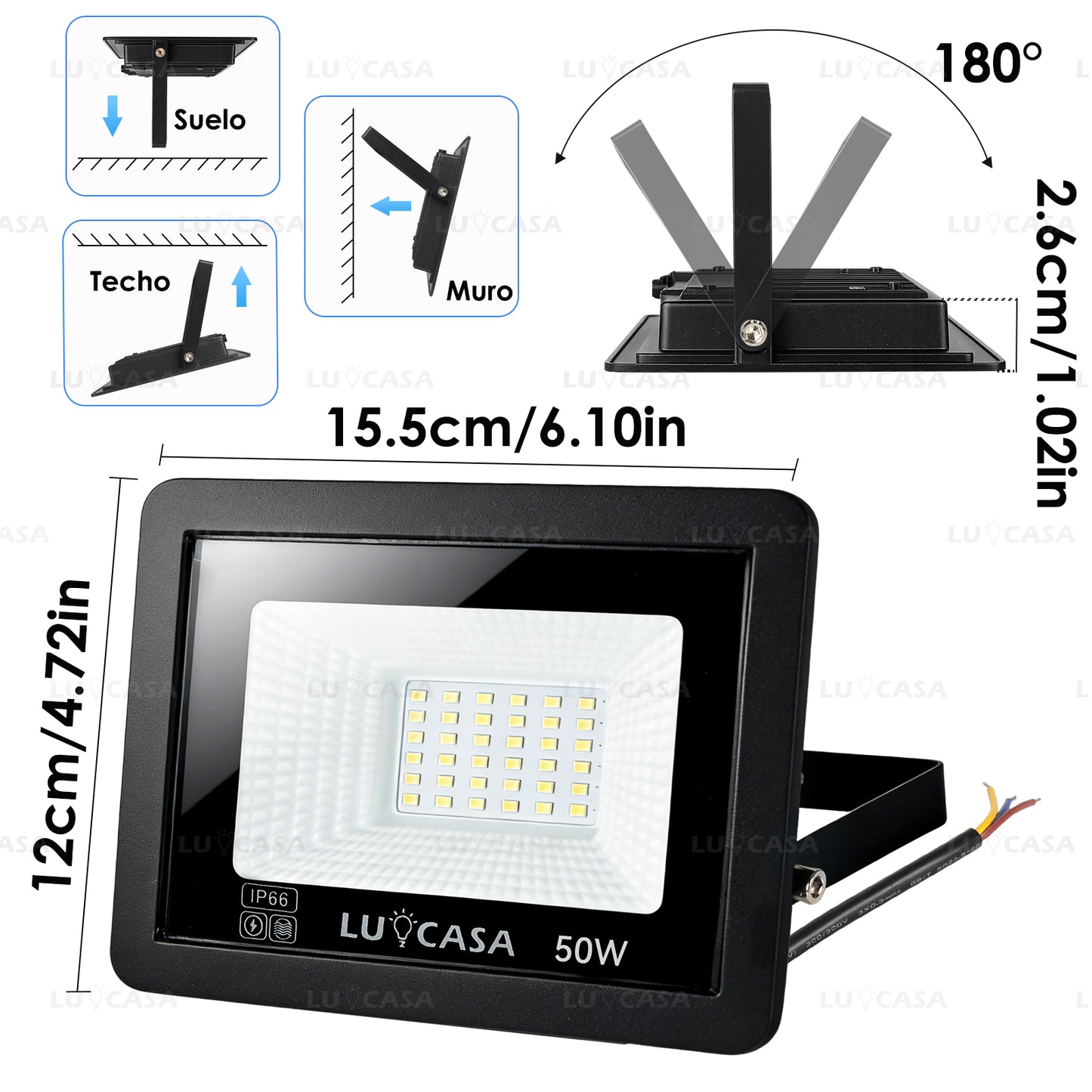 Reflector Led 50W Lampara Exterior IP66 Luz Blanco fria 5000LM XPG50W