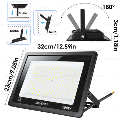 Reflector Led 200W Lampara Exterior IP66 Luz Blanco fria 20000LM XPG200W