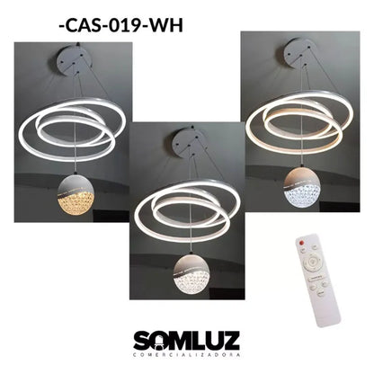 Candil Colgante Led 100w 3 Tonos de Luz, Atenuable con Control Remoto SomLuz