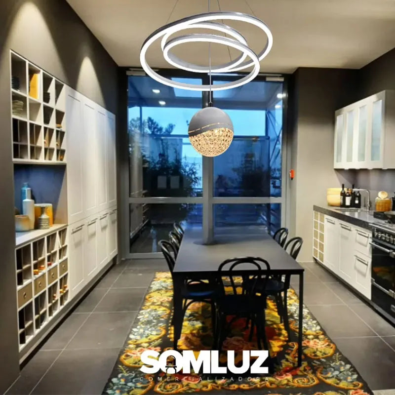 Candil Colgante Led 100w 3 Tonos de Luz, Atenuable con Control Remoto SomLuz