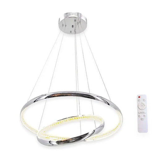 Candil Colgante Led de Cristal 100w 2 Aros 3 Tonos de Luz Atenuable con Control Remoto SomLuz