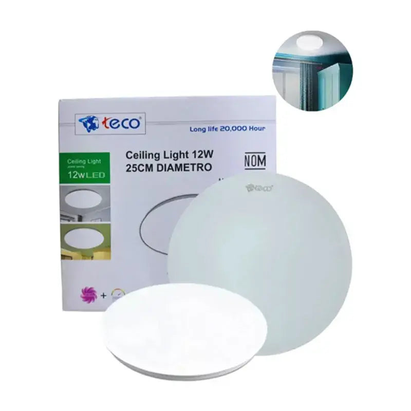 Lampara Plafón Lisa Para Techo Luz Blanca Sobreponer 12w Teco