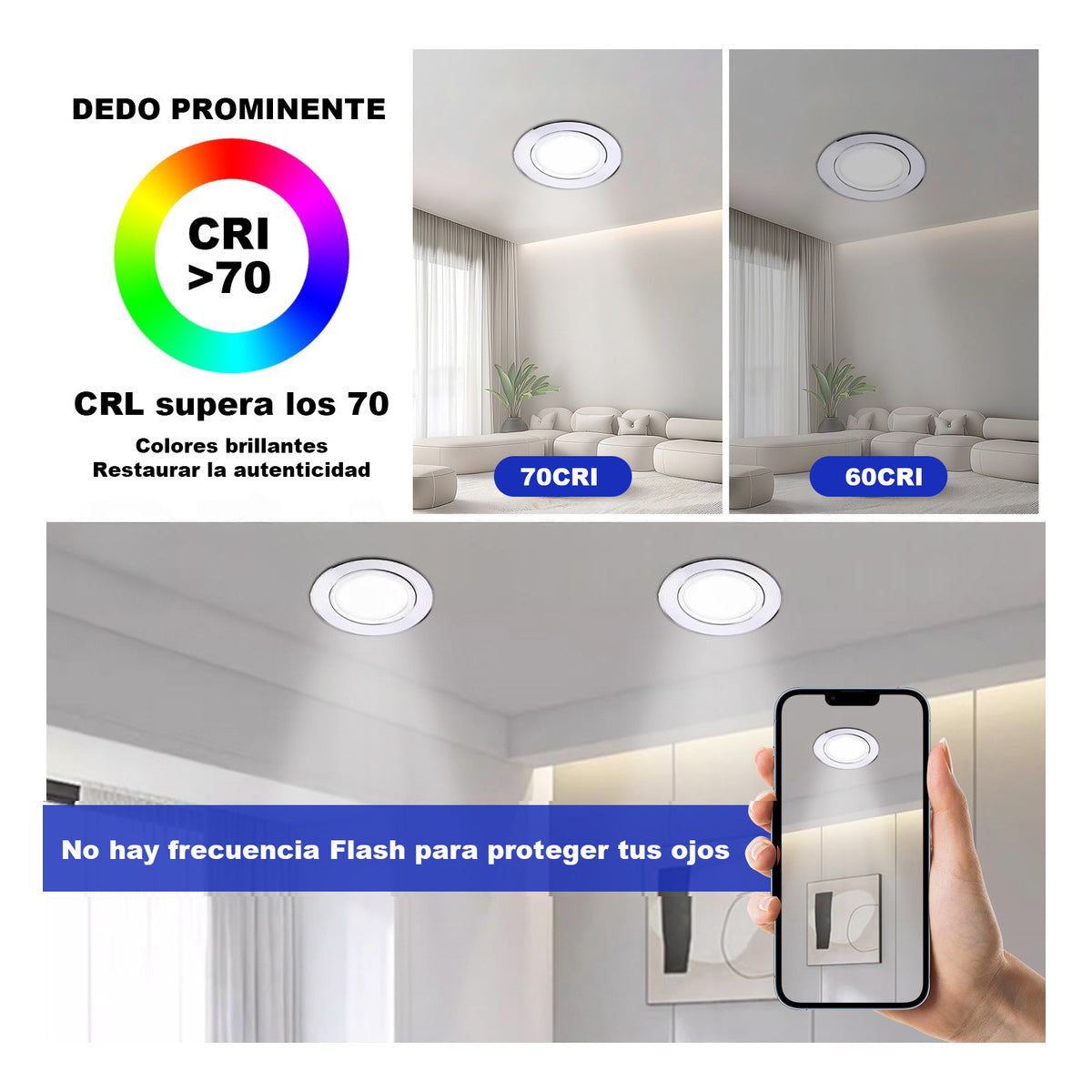 Empotrado Plafon Led 3w Spot Dirigible Satinado Plateado Luz Calida o Blanco - THLB3W & THLC3W