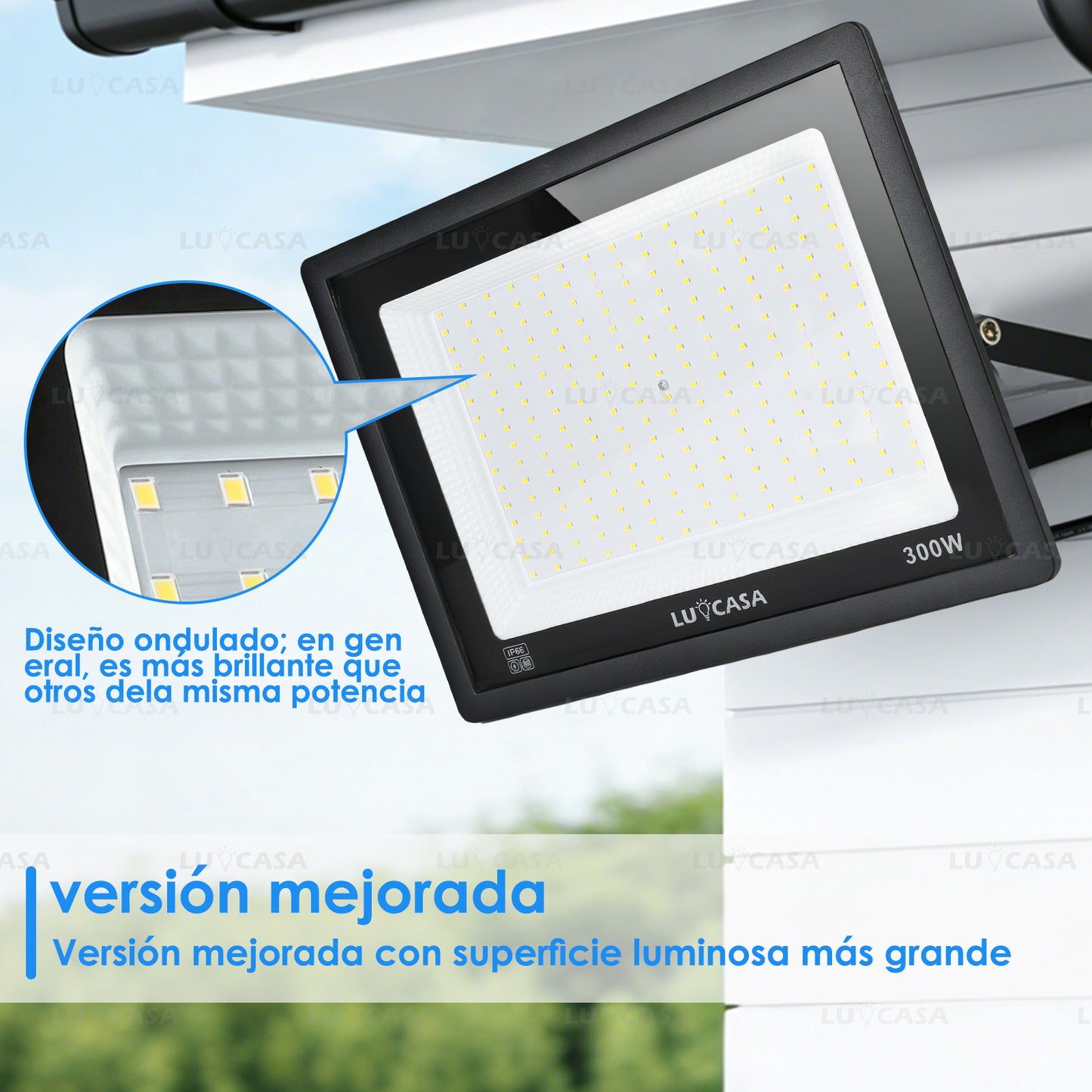 Reflector Led 300W Lampara Exterior IP66 Luz Blanco fria 30000LM XPG300W