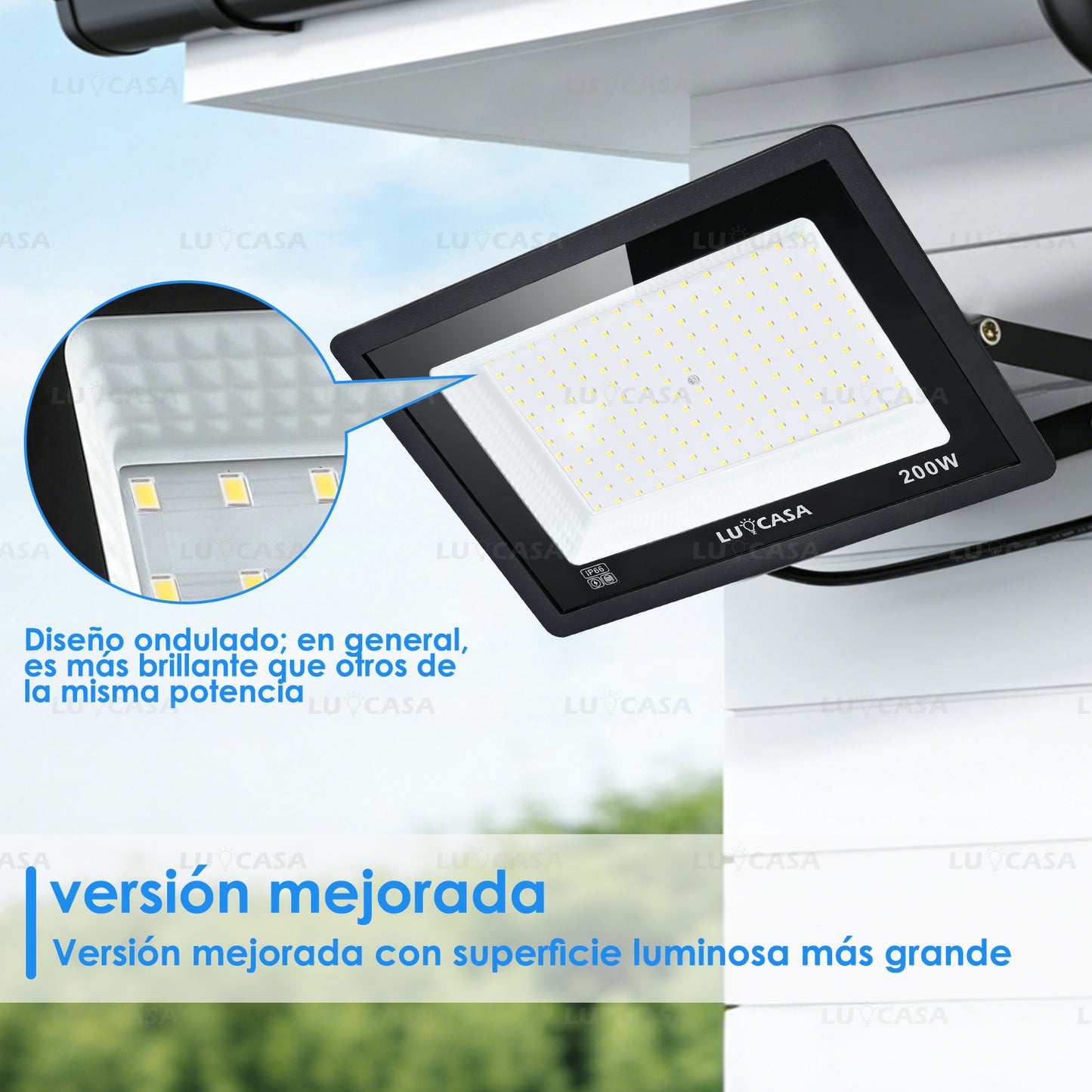Reflector Led 200W Lampara Exterior IP66 Luz Blanco fria 20000LM XPG200W