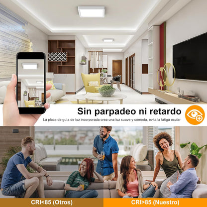 24w Lampara De Sobreponer Panel Led Cuadrado Luz Blanca Fría - MZMBFB24W