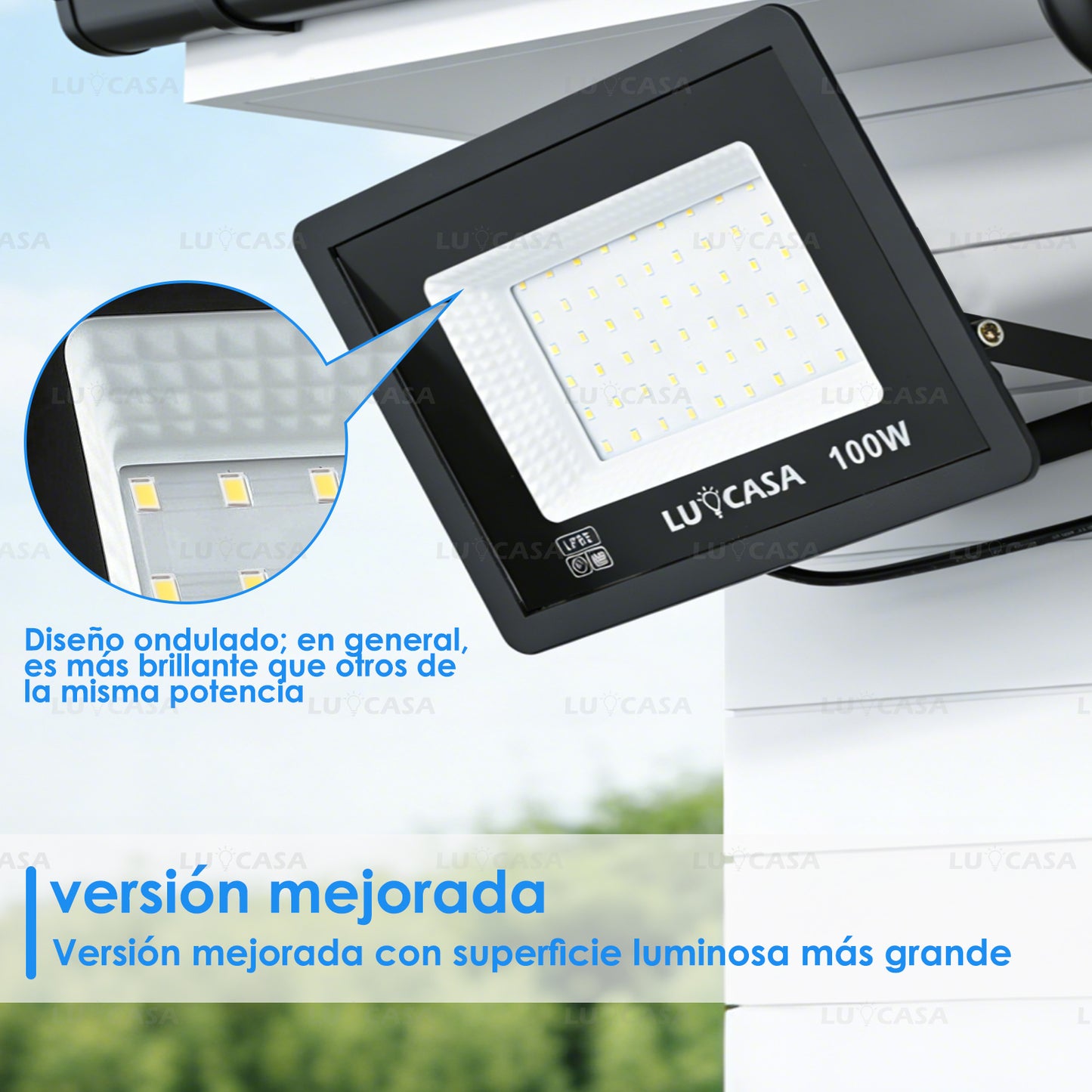 Reflector Led 100W Lampara Exterior IP66 Luz Blanco fria 10000LM XPG100W