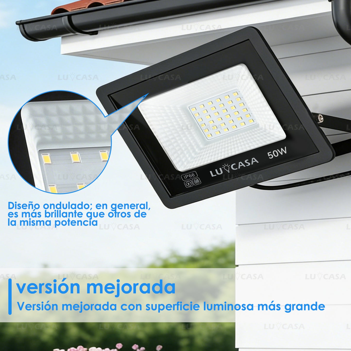 Reflector Led 50W Lampara Exterior IP66 Luz Blanco fria 5000LM XPG50W