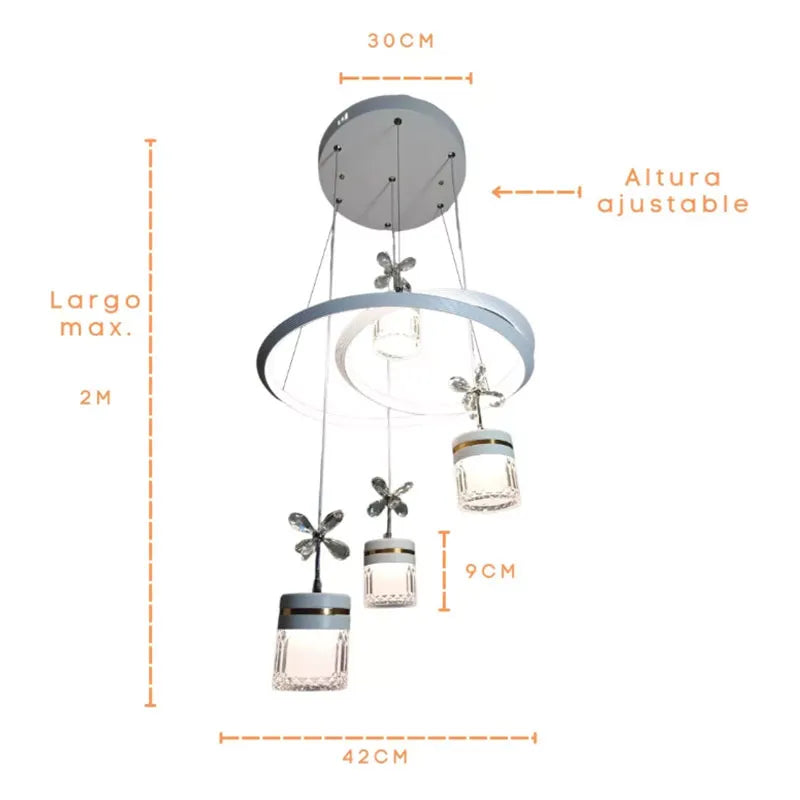 Candil Colgante Led 100w 3 Tonos de Luz, Atenuable con Control Remoto SomLuz
