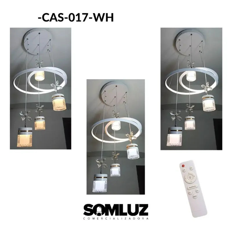 Candil Colgante Led 100w 3 Tonos de Luz, Atenuable con Control Remoto SomLuz