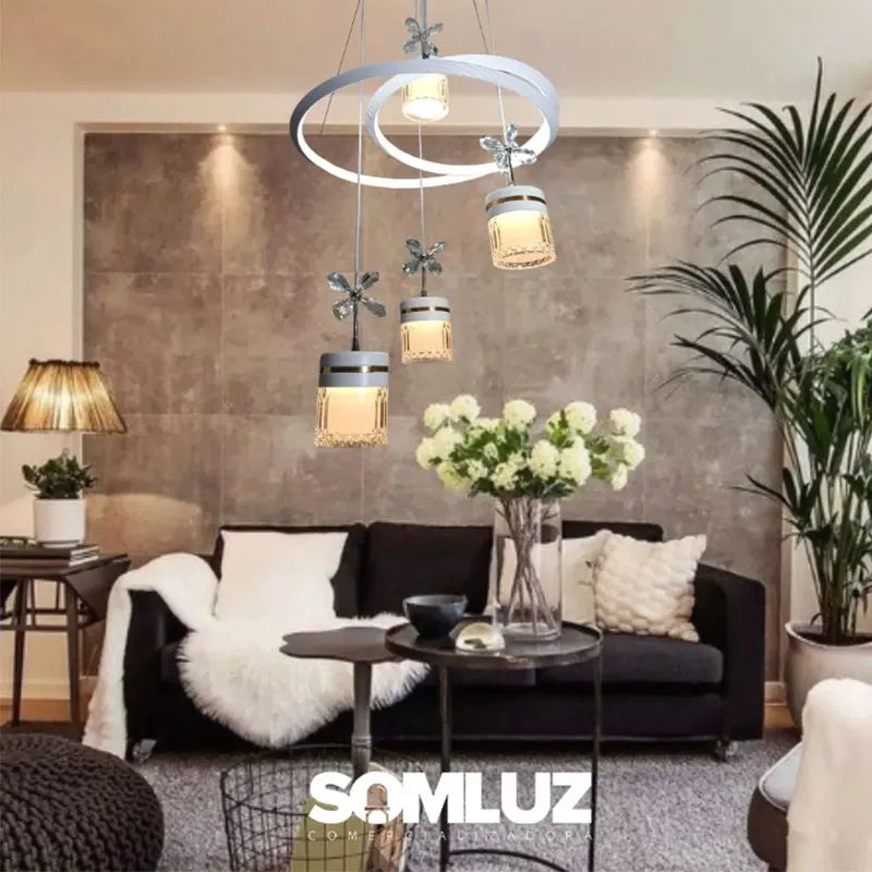 Candil Colgante Led 100w 3 Tonos de Luz, Atenuable con Control Remoto SomLuz