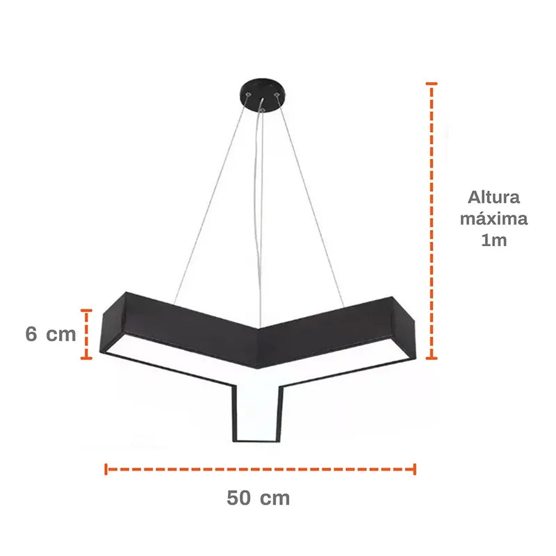 Lámpara Colgante Led Forma de Y 72w Minimalista Luz Blanca Lumicraft