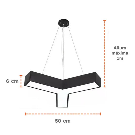 Lámpara Colgante Led Forma de Y 72w Minimalista Luz Blanca Lumicraft