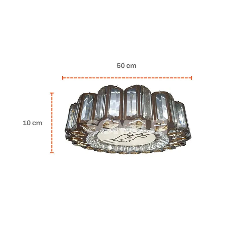 Plafón Cristal Led 96w Redondo 50cm 3 Tonos de Luz Atenuable con control remoto SomLuz