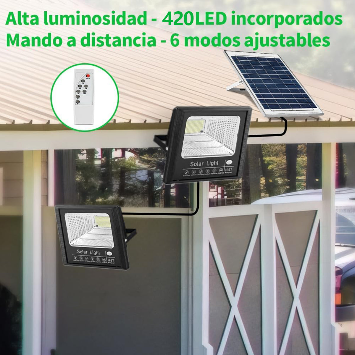 Reflector Solar Led Ip67 Exterior Con Control Remoto 6500k 100W / 200W /  300W / 400W -SJBP