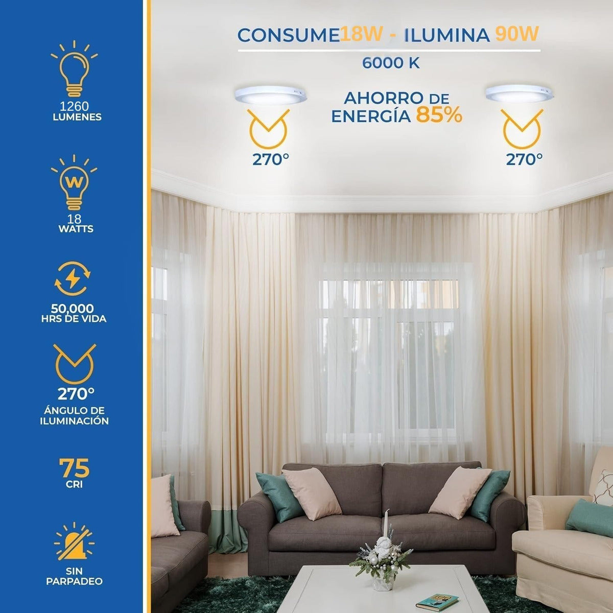 18w Lámparas De Techo Plafón Para Interior De Casas Luz - MZMBYB18W