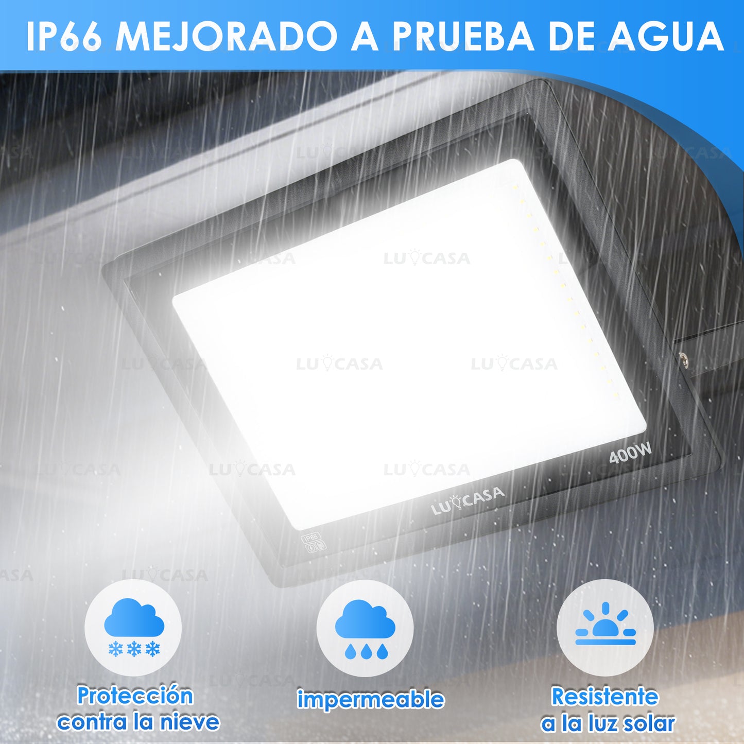 Reflector Led 400W Lampara Exterior IP66 Luz Blanco fria 40000LM XPG400W