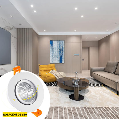 LUZCASA Empotrado Spot Led 12w Dirigible Luz Blanca Fría 6500k - THSB12W