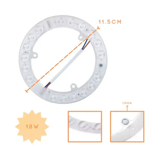 Repuesto Para Lampara Led 18w Luz Blanca Con Imán Redondo Maigoo