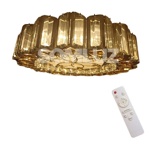 Plafón Cristal Led 96w Redondo 3 Tonos de Luz Atenuable con control remoto SomLuz