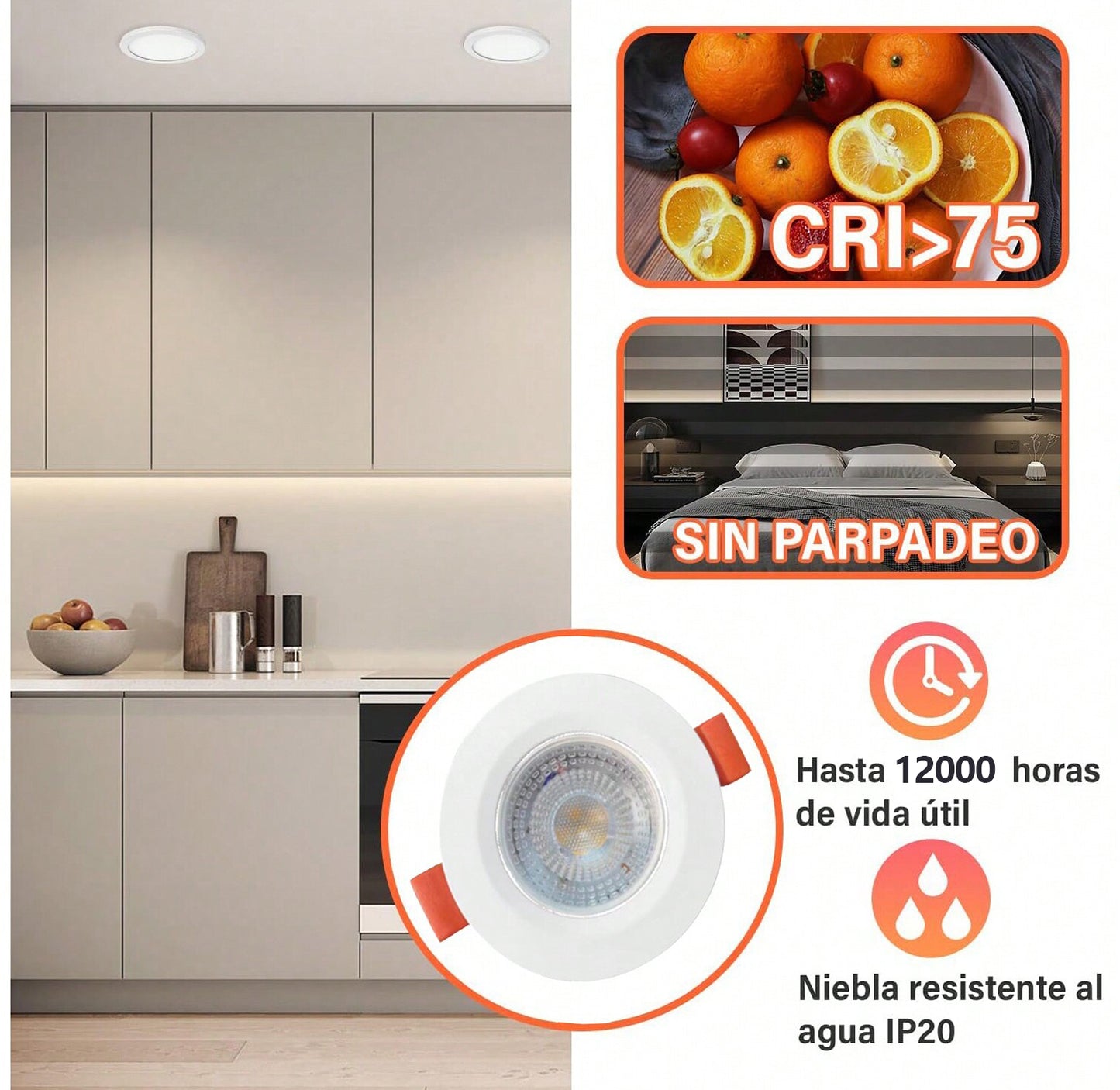 7W Empotrado Spot Led Dirigible Luz Blanca Fría 6500k 10 Pzs - THSB7W