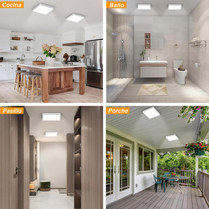 24w Lampara De Sobreponer Panel Led Cuadrado Luz Blanca Fría - MZMBFB24W