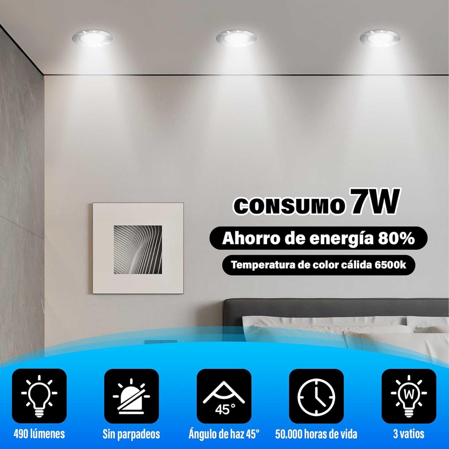 Empotrado Plafon Led 7w Spot Dirigible Satinado Plateado Luz Calida o Blanco - THLB7W & THLC7W