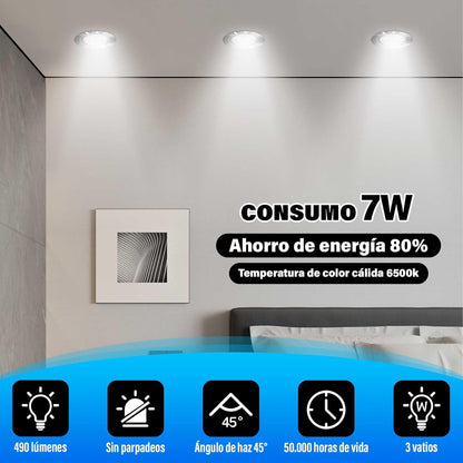 Empotrado Plafon Led 7w Spot Dirigible Satinado Plateado Luz Calida o Blanco - THLB7W & THLC7W