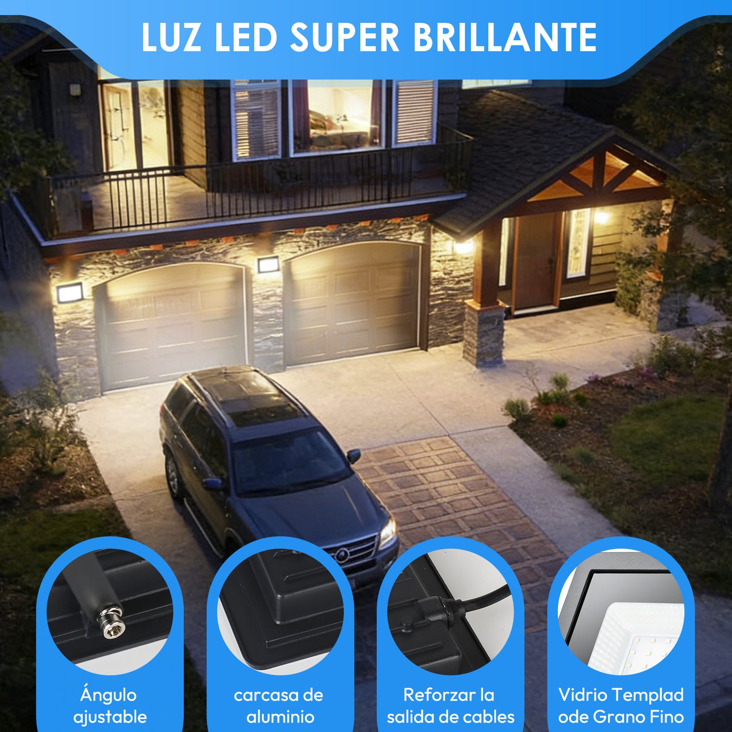 Reflector Led 300W Lampara Exterior IP66 Luz Blanco fria 30000LM XPG300W
