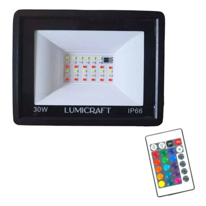 Reflector Led SMD 30w Exterior RGB (multicolor) con Control Remoto Lumicraft
