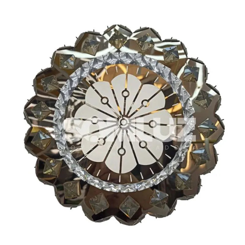 Plafón Cristal Led 96w Redondo 50cm 3 Tonos de Luz Atenuable con control remoto SomLuz