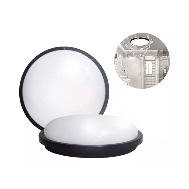 Lámpara para Exteriores a Prueba de Vapor de Led 20w Redondo Marco Negro Luz Blanco Frío Lumicraft