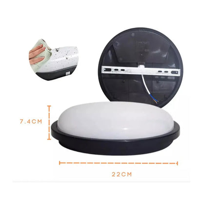 Lámpara para Exteriores a Prueba de Vapor de Led 20w Redondo Marco Negro Luz Blanco Frío Lumicraft