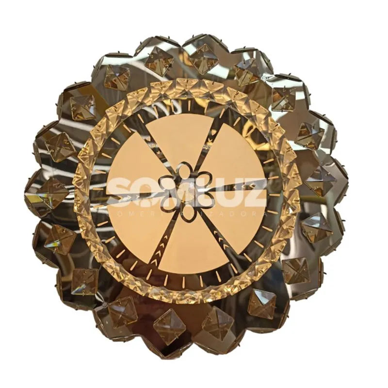 Plafón Cristal Led 96w Redondo 50cm 3 Tonos de Luz Atenuable con control remoto SomLuz