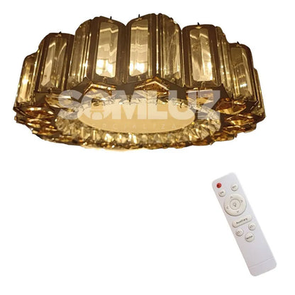Plafón Cristal Led 96w Redondo 50cm 3 Tonos de Luz Atenuable con control remoto SomLuz