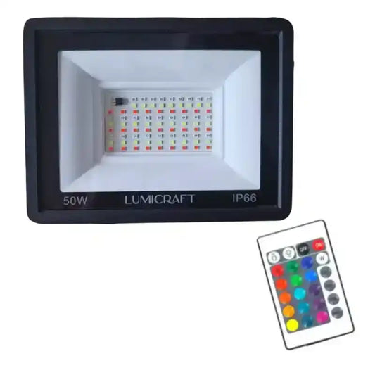 Reflector Led SMD 50w Exterior RGB (multicolor) con Control Remoto