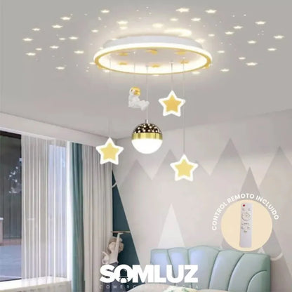 Lámpara Led Colgante Infantil 100w 3 Tonos de Luz  Dimeable con Control Remoto SomLuz