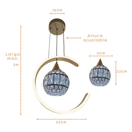 Candil Colgante Led 100w 3 Tonos de Luz, Atenuable con Control Remoto SomLuz